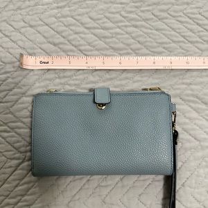 Powder blue leather Michael Kors tech wallet